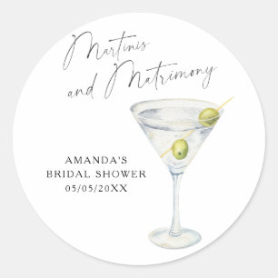 Martinis and Matrimony Bridal shower  Classic Round Sticker