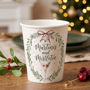 Martinis and Mistletoe Holiday Party Paper Cups
