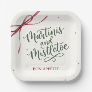 Martinis and Mistletoe Holiday Party Paper Plate