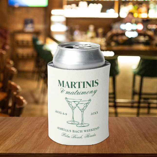 Martinis & Matrimony Bachelorette Weekend Can Cooler (Creator Uploaded)