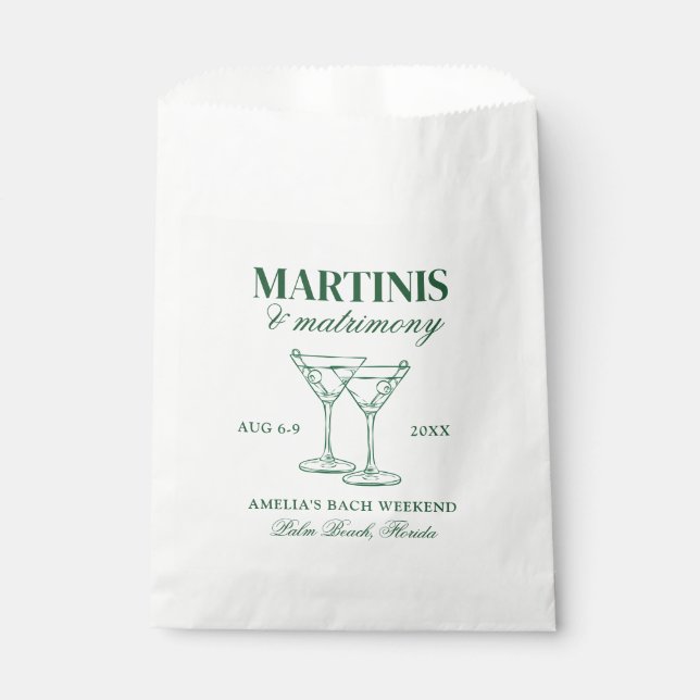 Martinis & Matrimony Bachelorette Weekend Favour Bags (Front)