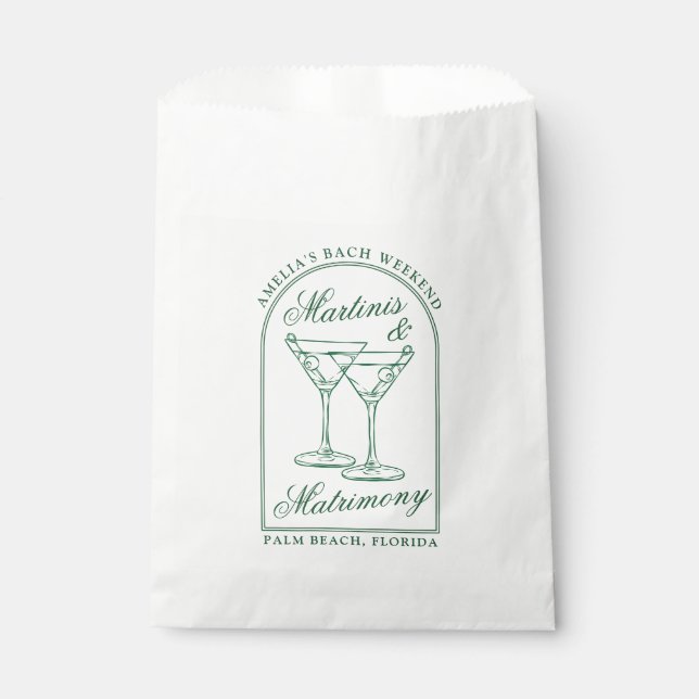 Martinis & Matrimony Bachelorette Weekend Favour Bags (Front)