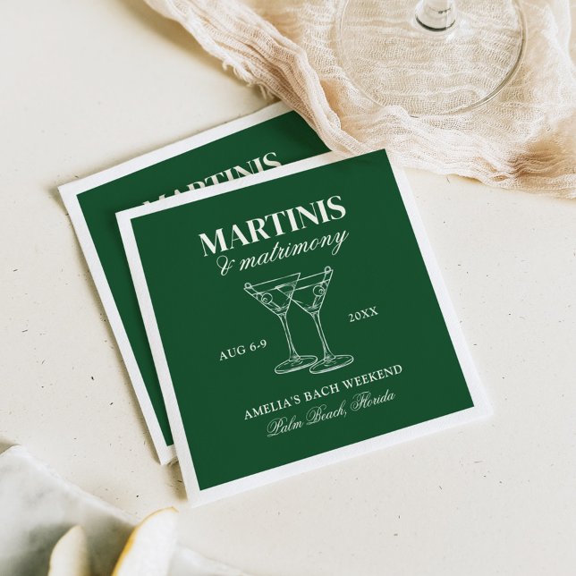 Martinis & Matrimony Bachelorette Weekend Napkin (Creator Uploaded)