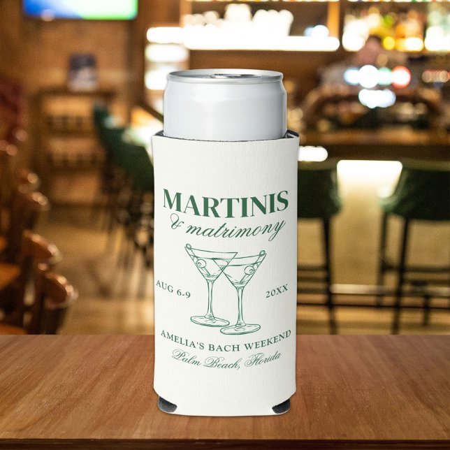 Martinis & Matrimony Bachelorette Weekend Seltzer Can Cooler (Creator Uploaded)