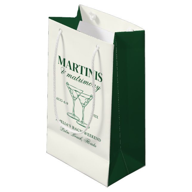 Martinis & Matrimony Bachelorette Weekend Small Gift Bag (Front Angled)