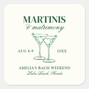 Martinis & Matrimony Bachelorette Weekend Square Sticker