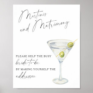 Martinis & Matrimony Help the busy bride Address Poster