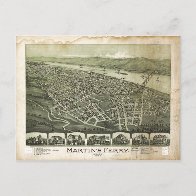 Martin's Ferry Ohio by Thaddeus Fowler (1899) Postcard (Front)