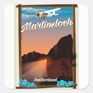 Martinsloch Switzerland travel poster Square Sticker
