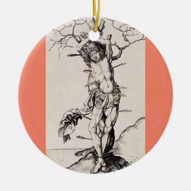 Martyrdom of Saint Sebastian Ceramic Tree Decoration (Front)