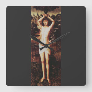 Martyrdom of Saint Sebastian Early Christian Square Wall Clock