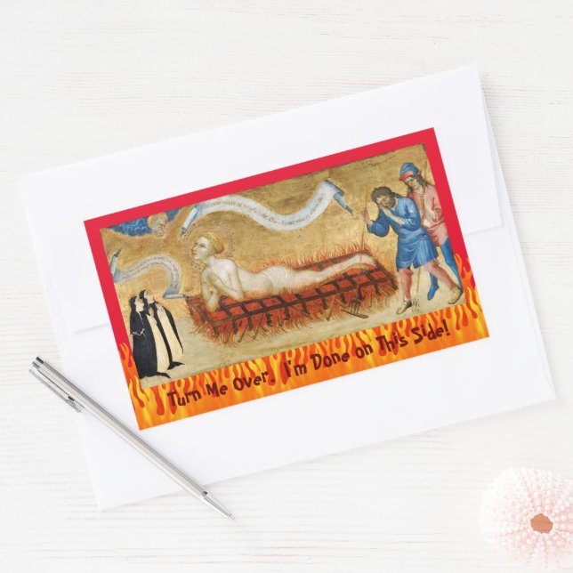Martyrdom of St. Lawrence, with Two Nuns (M 022) Rectangular Sticker (Envelope)