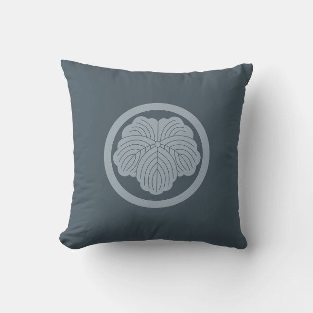 Maruni Tsuta & Agehacho Japanese Mon Family Crests Cushion (Front)
