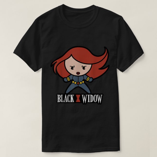 Marvel Black Widow Cute Kawaii Logo Stance Graphic T-Shirt (Design Front)