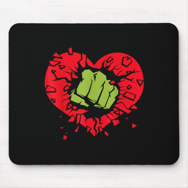 Marvel Hulk Smash Heart Valentines Day  Mouse Mat (Front)