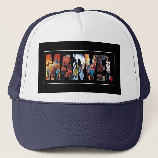 "Marvel-Inspired Hat: Gear Up with Superhero Style Trucker Hat (Front)