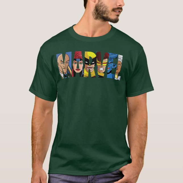 Marvel Logo with XMen Inside gift T-Shirt (Front)