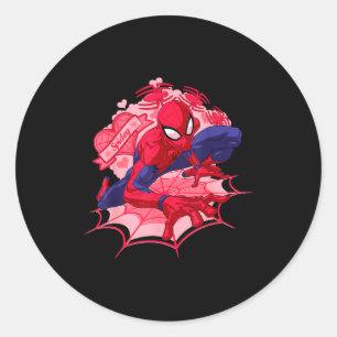 Marvel Spider-man Hearts Valentines Day  Classic Round Sticker