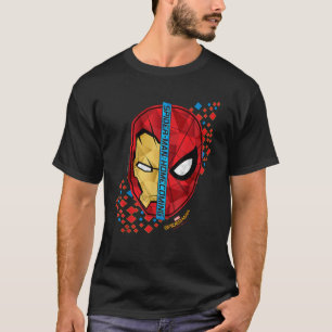 Marvel Spider Man Homecoming Iron Man Face Split   T-Shirt