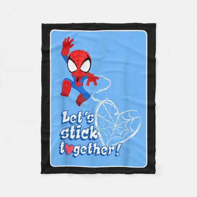 Marvel Spider-man Lets Stick Together Valentine Ca Fleece Blanket (Front)