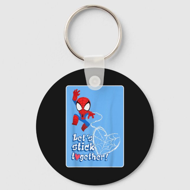 Marvel Spider-man Lets Stick Together Valentine Ca Key Ring (Front)