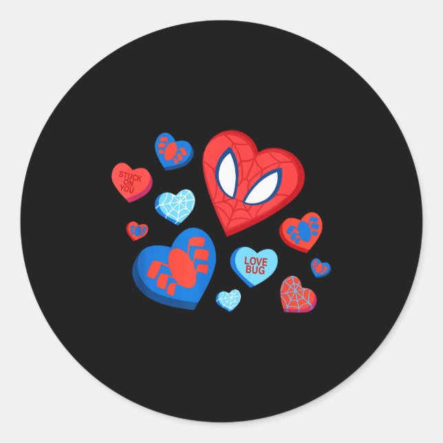 Marvel Spider-man Spidey Hearts Valentines Day  Classic Round Sticker (Front)