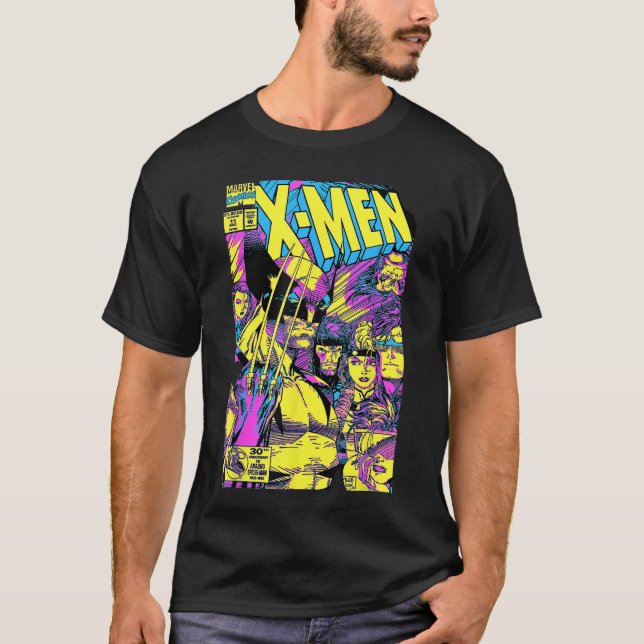 Marvel XMen Wolverineeam Epic Neon Comic Cover boy T-Shirt (Front)
