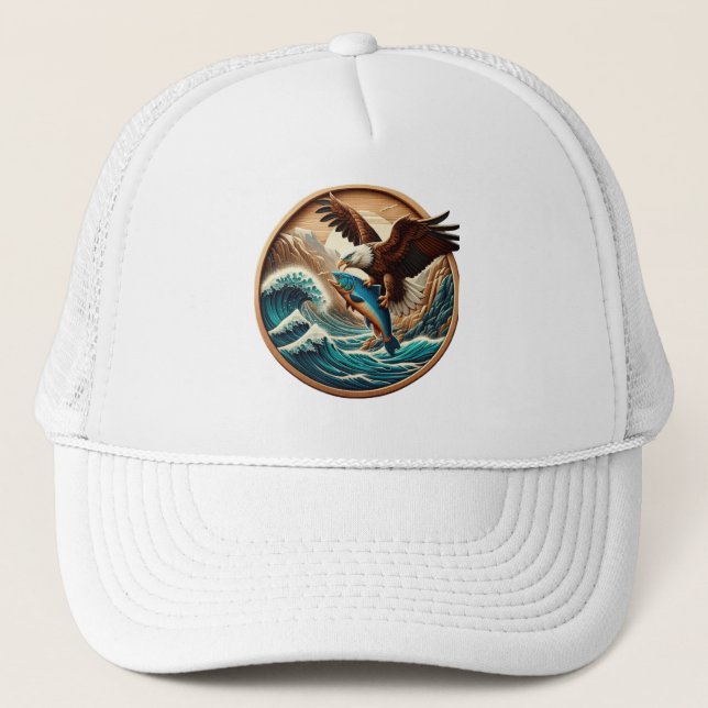 Marvellous Eagle Swooping Down to Catch Fish  Trucker Hat (Front)