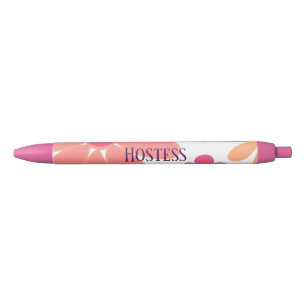 Marvellous Hostess Pink Floral Black Ink Pen