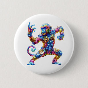 Marvellous Monkey Style 6 Cm Round Badge