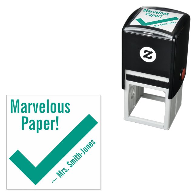 "Marvellous Paper!" + Custom Educator Name Self-inking Stamp (In Situ)