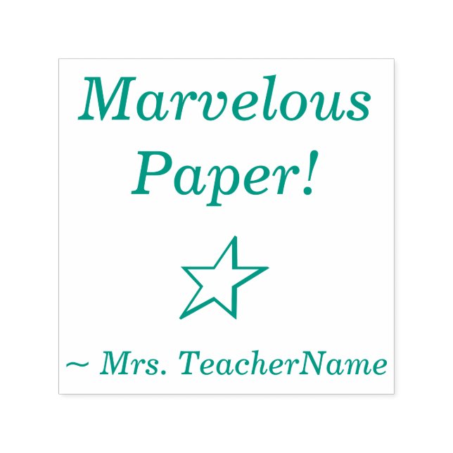 "Marvellous Paper!" + Instructor Name Rubber Stamp (Design)