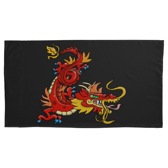 Marvellous Red Oriental Dragon Pillowcase (Front)