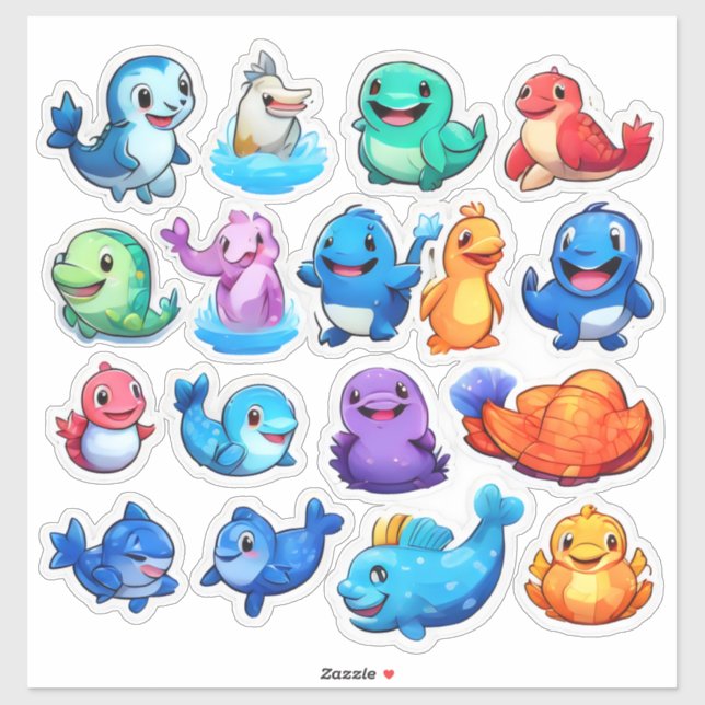 Marvellous set of cartoon animal stickers (Sheet)