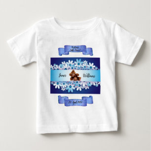 Marvellous Whimsical Blue Teddy Bear Personalise Baby T-Shirt