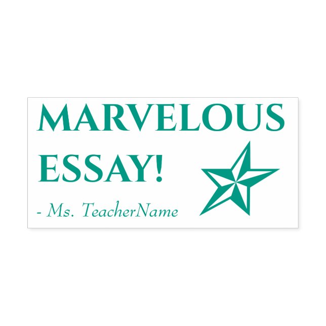 "MARVELOUS ESSAY!" + Custom Teacher Name Self-inking Stamp (Design)