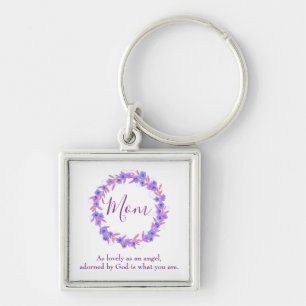 Marvelous Mom Purple floral Key Ring