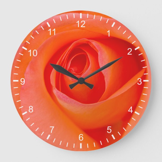 Marvelous Orange Rose Bud Large Clock (Front)