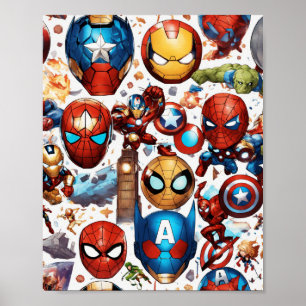 "Marvelous Seamless White Background: Where Heroes Poster