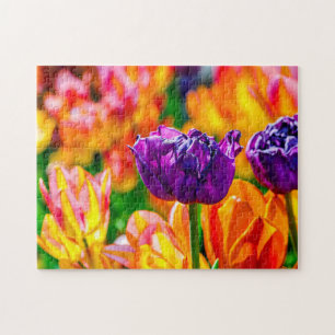 Marvelous Tulip Flowers On A Flowerbed In Spring Jigsaw Puzzle