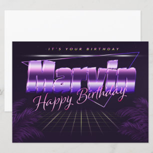Marvin Name Vorname lila retro Karte Geburtstag Card