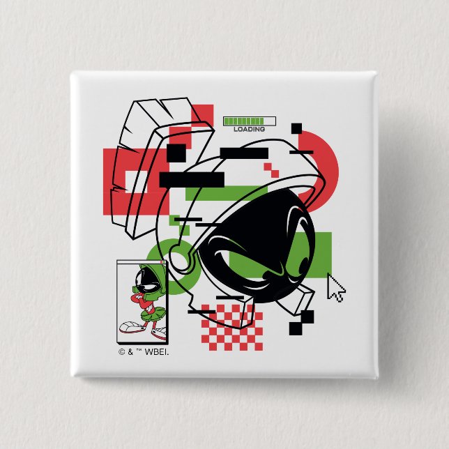 MARVIN THE MARTIAN™ Glitch 15 Cm Square Badge (Front)