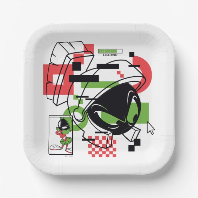 MARVIN THE MARTIAN™ Glitch Paper Plate (Front)