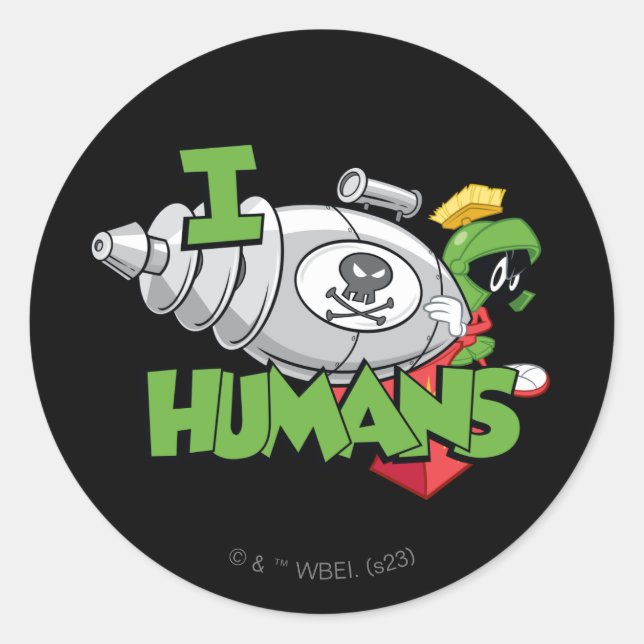 MARVIN THE MARTIAN™ I Laser Humans Classic Round Sticker (Front)