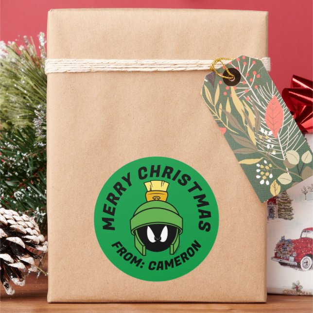 MARVIN THE MARTIAN™ Mad | Merry Christmas Classic Round Sticker (Holiday)