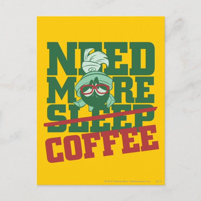 MARVIN THE MARTIAN™ - Need More Coffee Postcard (Front)