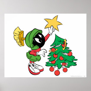 MARVIN THE MARTIAN™ putting star on tree Poster