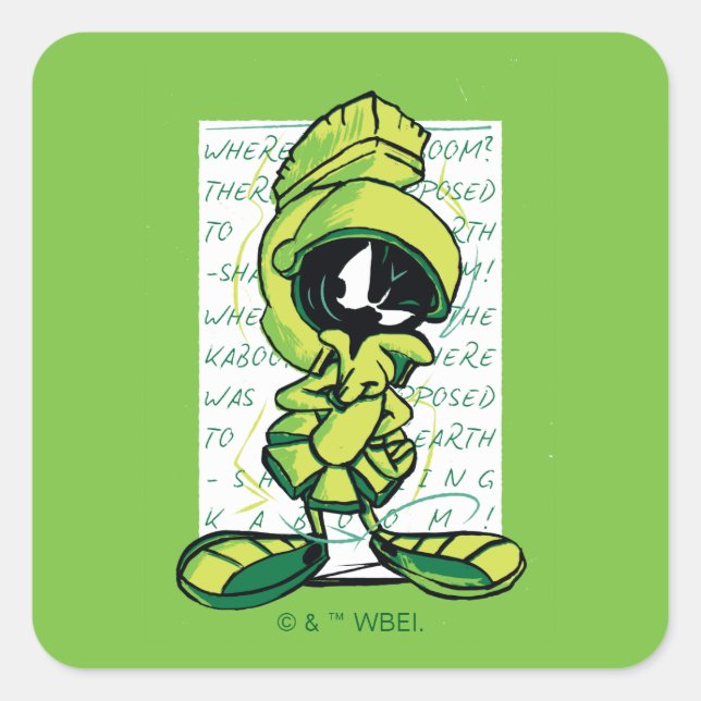 MARVIN THE MARTIAN™ Quote Sketch Square Sticker (Front)