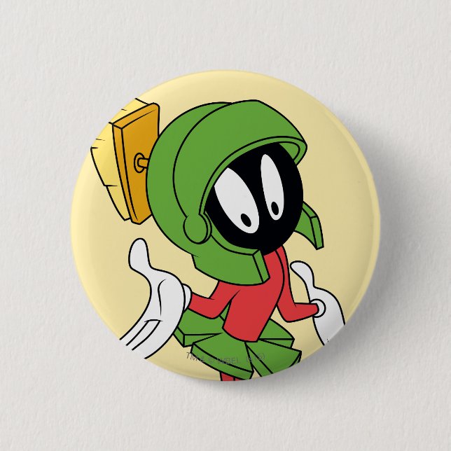 MARVIN THE MARTIAN™ Shrug 6 Cm Round Badge (Front)