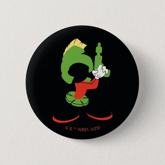 MARVIN THE MARTIAN™ Silhouette With Raygun 6 Cm Round Badge (Front)